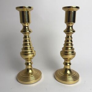 Baldwin Brass Candlesticks Beehive Taper Pair Ornate Vintage Heavyweight 7.5"